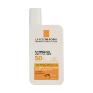 فلوئید ضدآفتاب بدون رنگ لاروش پوزای +SPF50 مدل UVMune400 محافظ UVA UVB ضد آب مناسب انواع پوست حجم 50 میلی‌لیتر